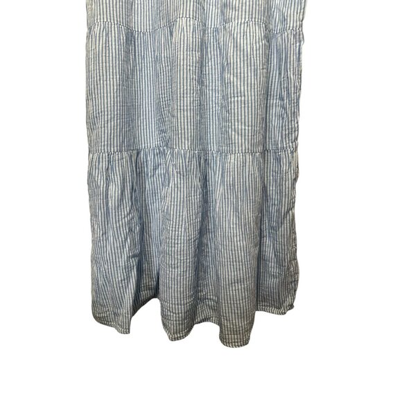 Sold Quince Stripe Gauze Tiered Midi Dress Womens XL Blue White 100% Organic - Picture 8 of 13